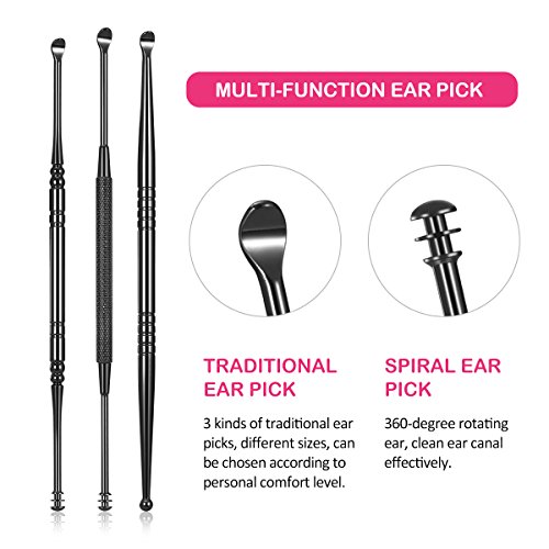 Ear Wax Removal Kit, 7in1 Ear Pick Tools Curette Cleaner Reusable Ear