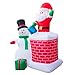 Holidayana Christmas Inflatable Giant 10 Ft. Santa Claus & Snowman Duo Christmas Inflatable Featuring Lighted Interior Inflatable Christmas Decoration with Built in Fan and Anchor Ropes