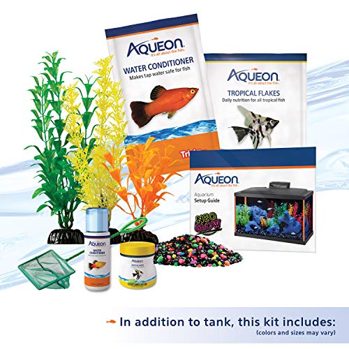 Aqueon NeoGlow LED Orange Aquarium Fish Tank Starter Kit, 10 Gallon