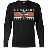 Harley-Davidson Men's Custom Iconic B&amp;S Long Sleeve Crew-Neck Shirt - Black