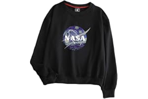 CORIRESHA Fresh Color Block NASA Print Pullover Sweatshirt
