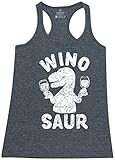 Shop4Ever Wino Saur Women's Racerback Tank Top Funny Tank Tops Large Charcoal 0