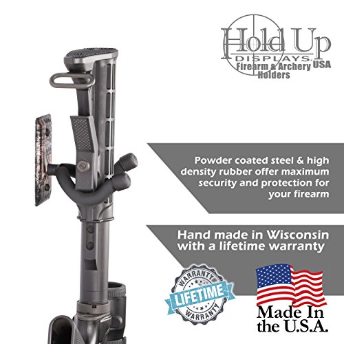 Hold Up Displays Vertical Gun Hanger and Rifle Storage Securely Holds Firearm and Bow - Heavy Duty Steel Flag - Made in USA - Thumbnail 2