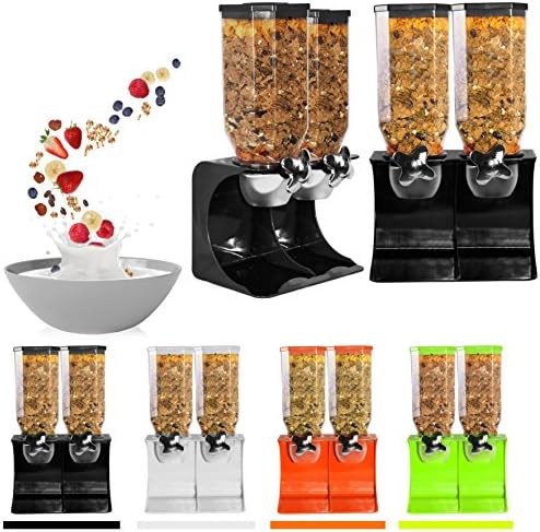 Ballino Double Green Plastic White Transparent Dry Food Cereal Dispenser for Pet Food, Coffee Beans.