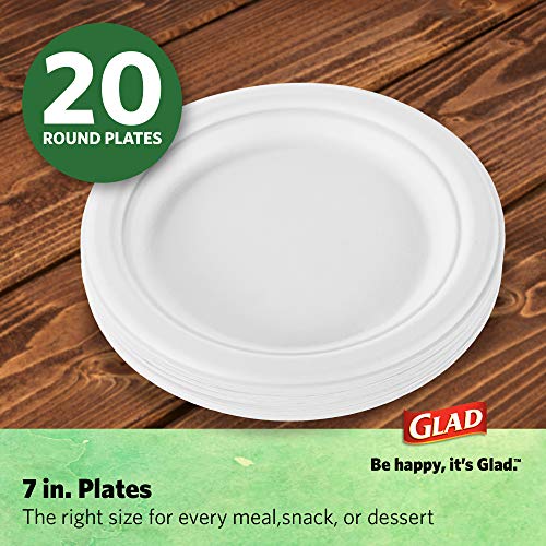 Glad Compostable Plates 7in Compostable Paper Plates, 20 Count