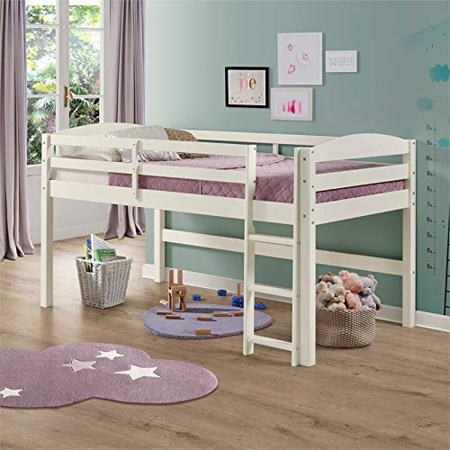 Pemberly Row Solid Wood Kids Junior Low Loft Twin Bunk Bed with