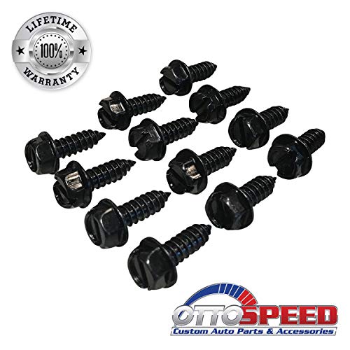OttoSpeed Twelve (12) Black License Plate Screws Set of 12 Stainless