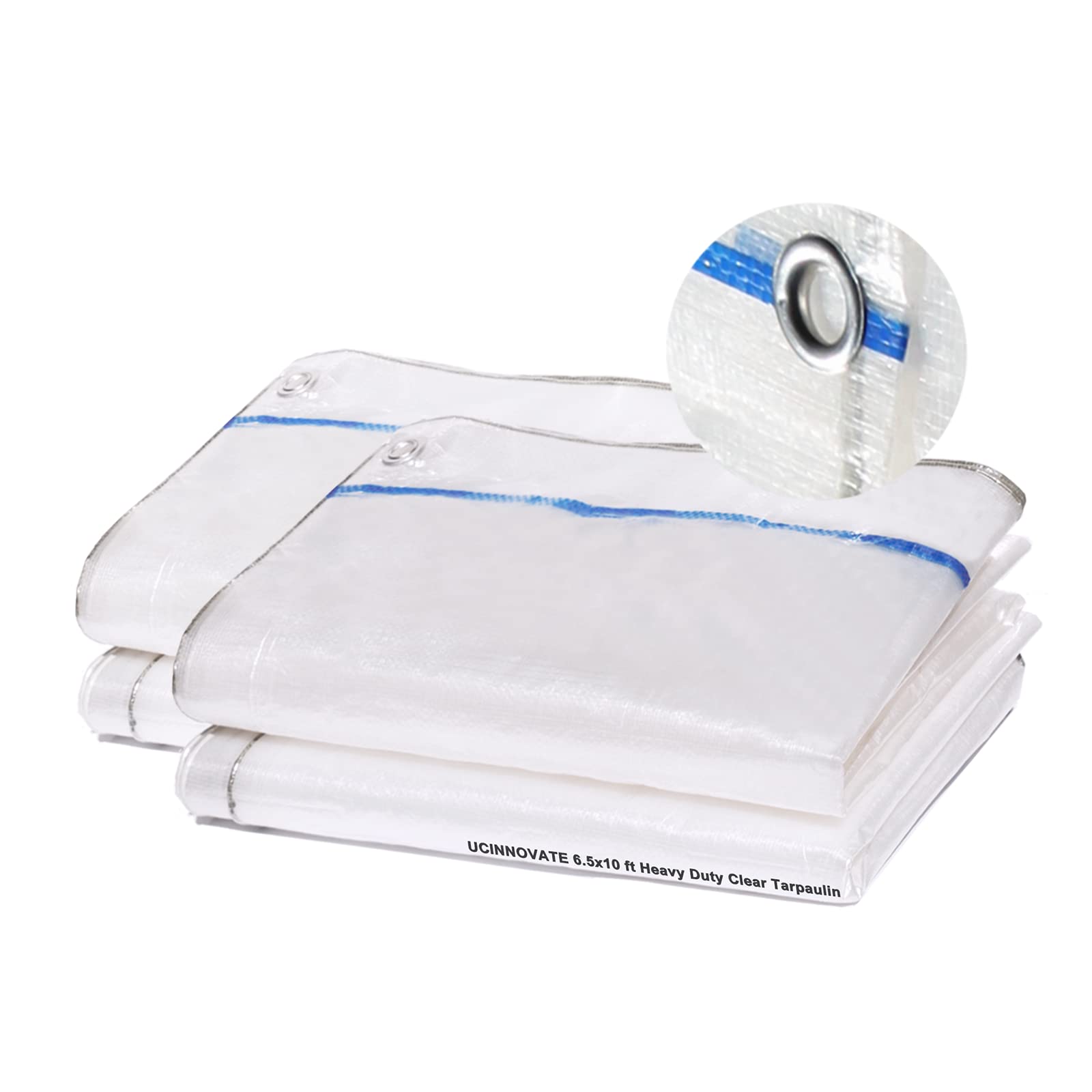 2-Pack 2mx3m Clear Tarpaulin Waterproof Heavy Duty,120 GSM Durable Waterproof Tarpaulin Outdoor Furniture Cover UV Resistant Wind Blocker Translucent Tapaulin with Eyelets, Reinforced Clear Tarpaulin