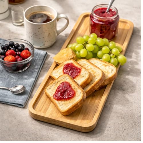 Bandeja Retangular de Bambu 30x12 Premium para Servir e Decorar com Sofisticação
