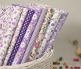 Little Flower with Different Styple Cotton Fabric Bundle Quilting Sweing Fabric 8pcs Color in Purple Size 20 X 25cm