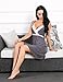 HOTOUCH Women Lingerie V Neck Nightwear Cotton Sleepwear Lace Chemise Nightdress Grey M