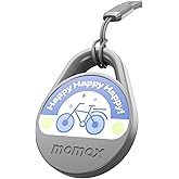Momax Tracker Tag Universal - Key Finder Works with Both Android & iOS Find My, Smart Bluetooth Air Tracking Device, Replaceable Battery, DIY Stickers, Item Locator for Wallets, Luggage, Suitcases