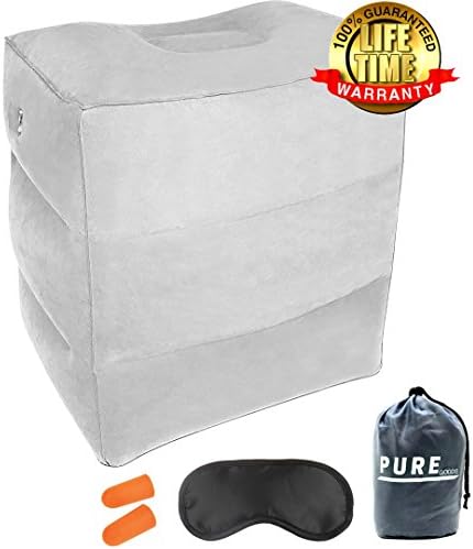Airplane Flight Pillow for Kids, Inflatable Children Travel Leg Rest Pillow,Easy Inflate on Plane, Kids Bed Box to Lay Down or Sleep on Long Distance Flight, Car Seat Footrest FREE EYE MASK &amp; EARPLUGS