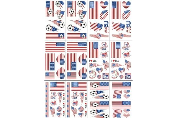 80PCS 2026 World Cup Stickers Temporary Tattoos, 14Pack United States Soccer Team Stickers Non-Repeating, World Cup America Football Decorations, USA Soccer Party Favors for Fans, Sports Theme St