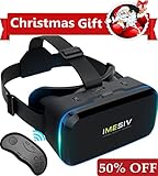 VR headset with Bluetooth Remote Controller IMESIV T04B Virtual Reality Headset 3D VR Glasses for 3D Video Movies Games for Apple iPhone, Samsung Sony HTC More Smartphones Black