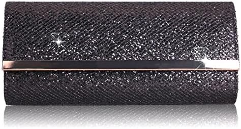 HMaking Womens Sparkling Wedding Evening Bridal Black Clutch Purse Handbag