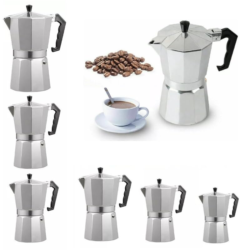 AUSH Italian Espresso Maker 3 Cups Italian Stove Top Coffee Percolator Moka Pot 3 Cups / 150ml (1 Cup / 50ml)