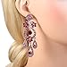 EVER FAITH Austrian Crystal Art Deco Prom Jewelry Flower Vase Chandelier Pierced Dangle Earrings Pink Silver-Tone