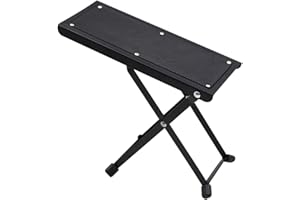 Metal Guitar Foot Stool Folding Footrest Adjustable Height Wood Folding Guitar Pedal for Guitar Bass
