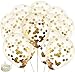 Twerp 15 Gold Confetti Balloons | 12 Inch Party Balloons With Gold Foil (NOT PAPER) Confetti Dots | BONUS! Includes 5 White/Gold Strings | Pre-Filled with Confetti | Perfect Party Decoration