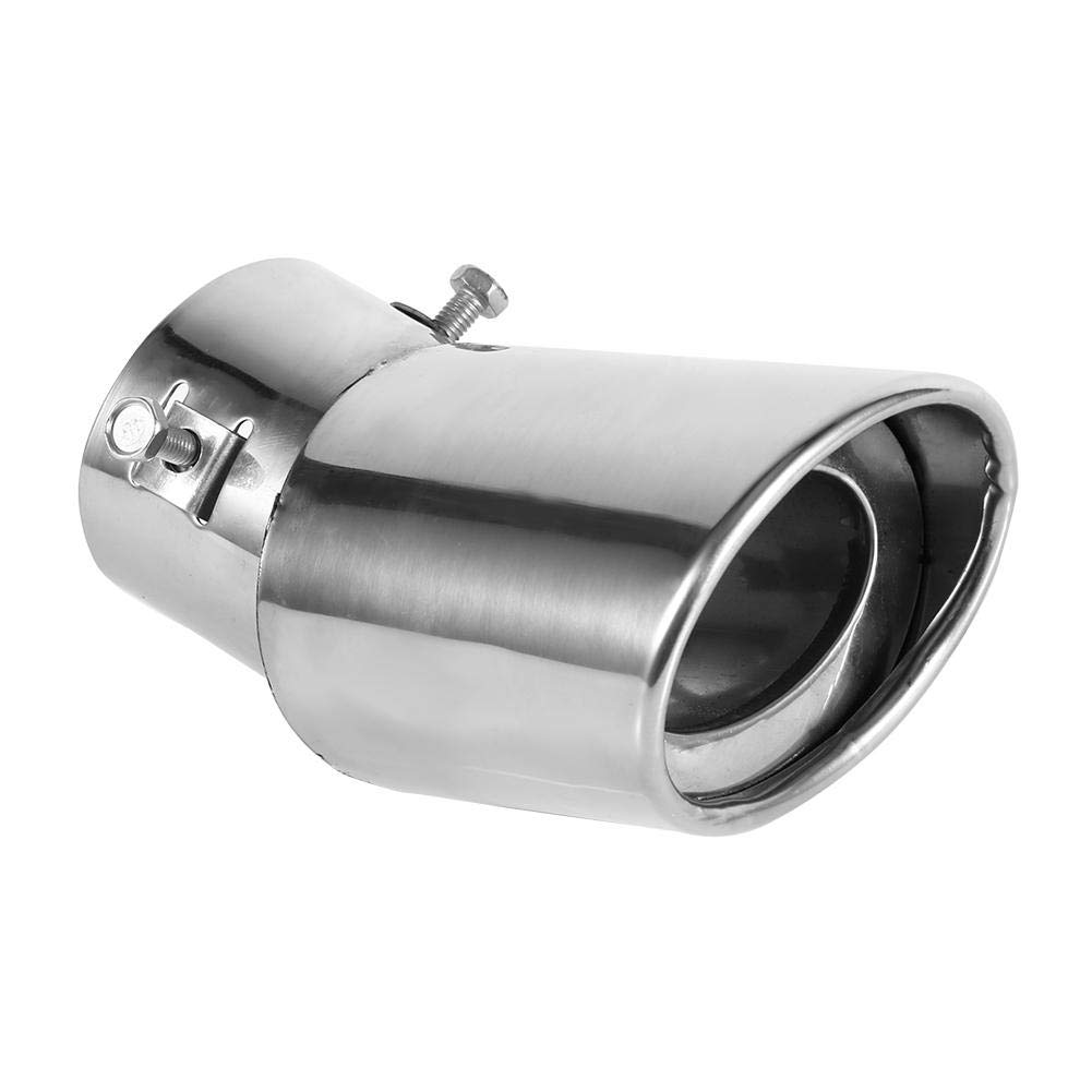 Rear Muffler,Car Rear Exhaust Pipe Tail Muffler Tip Silencer Stainless Steel Round Curved for 38mm-53mm Universal Vehicles
