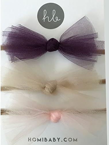 3 Pack Ballerina Bow Set by Homi Baby - Hand Tied in the USA - Includes 3 Bows in Pack - Plum, Desert Tan, and Baby Blush