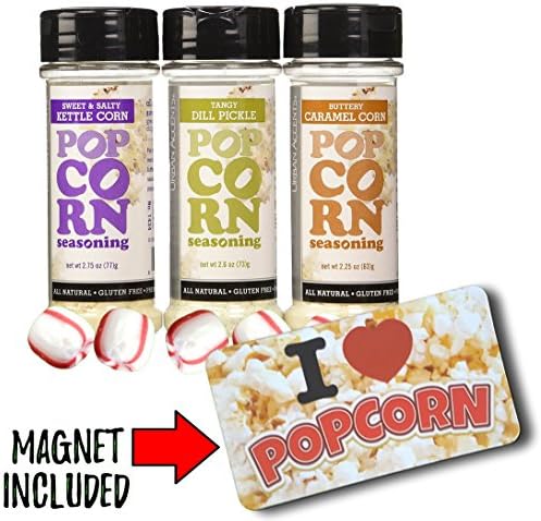 Gourmet Popcorn Seasoning Variety Pack for Popcorn Lovers, Most Popular Flavored Popcorn Seasoning Set (3 Flavors - Dill Pickle, Caramel &amp; Kettle Corn)