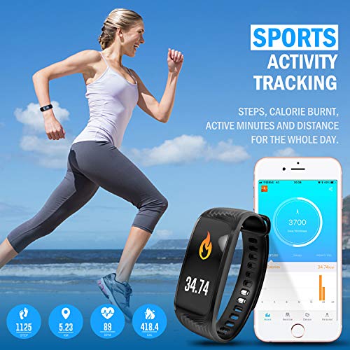 BuTure Fitness Tracker, Pedometer for Walking, Heart Rate Monitor, Fitness Tracker Watch IP67, Sleep Monitor for Exercising and All Day Wear Compatible with iPhone & Android