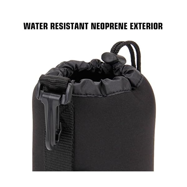USA GEAR FlexARMOR Objektivtasche, 3 Größen Neopren Objektivbeutel, In Kleinen, Mittleren und Großen Gehäusen Können Objektive bis zu 70-300 mm mit Kordelzugöffnung Aufbewahrt Werden - Schwarz – Bild 7