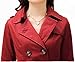Galsang Women's Slim Double-breasted Wind Coats#bh41 (L, Wine Red)