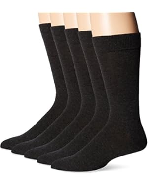 Men's 5 Pack Classics Dress Flat Knit Crew Socks