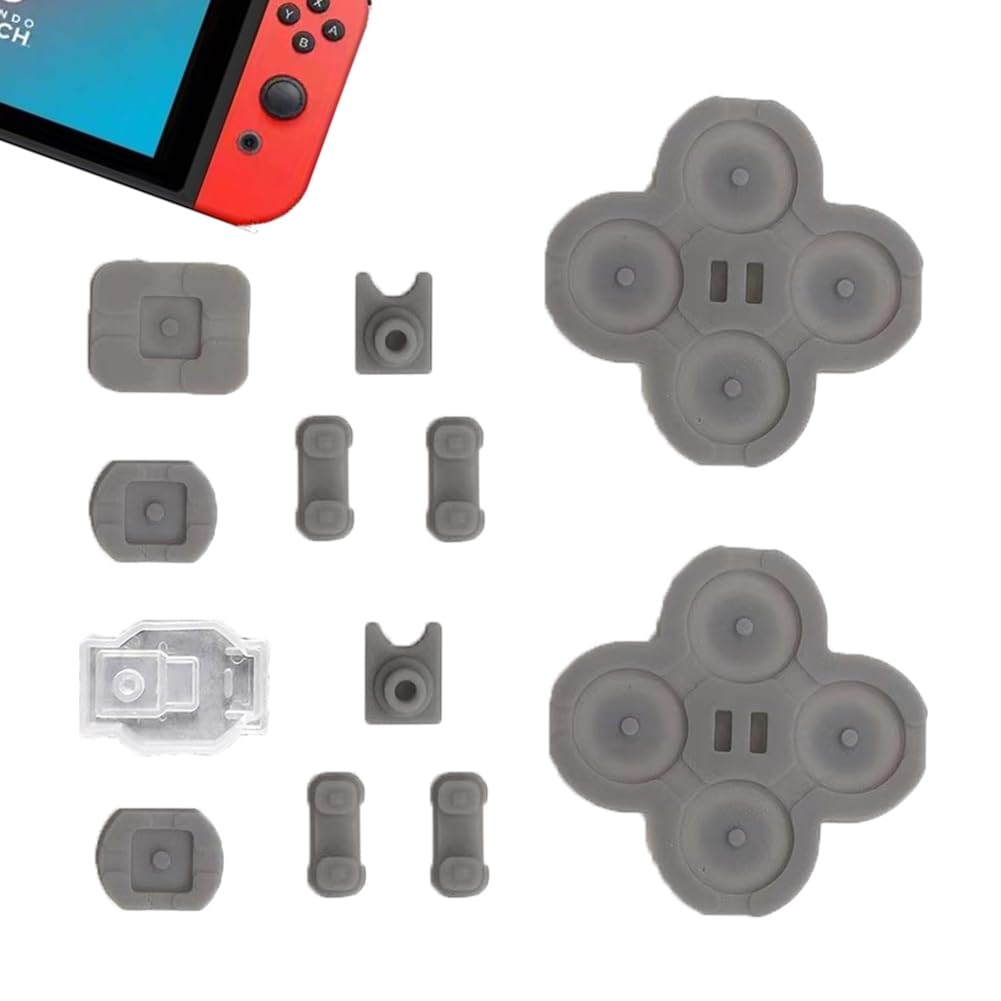 MYPUQIAO 1 Set Silicone Conductive Rubber Pads Replacement for Switch Joy-con Controller Parts, Compatible with Nintendo Switch, Grey
