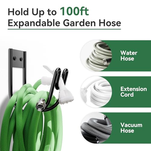 Black Metal Garden Hose Holder - Wall Mounted Water Hose Holder - photo 12