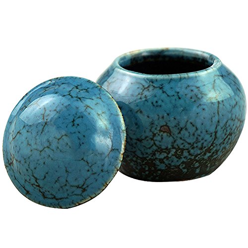 Keepsake Urns for Human Ashes Small Boxes, Mini Funeral Cremation Urns Adult - Fits a Small Amount of Cremated Remains - Display Burial at Home or Office Decor ( Fambe Blue Ocean, Hand Ceramics - Thumbnail 2