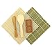 BambooMN Deluxe Sushi Mat Kit 1x Green, 1x Natural Rolling Mat, 1x Rice Paddle, 1x Spreader, 1x Compartment Sauce Dish | 100% Bamboo Mat and Utensils