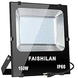FAISHILAN 150W LED Flood Light, 750W Halogen Equivalent Led Work Light, Waterproof IP66 Outdoor Flood Lights, Super Bright LED Backyard Lights for Garage, Garden, Lawn and Yard