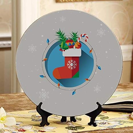 Hermoso calcetín de Navidad Placas de cerámica baratas Placa de