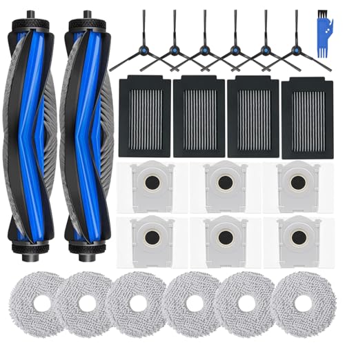 Lovobo T50 Max Accessories for Ecovacs Deebot T50 Max PRO Omni/T50 Max PRO Omni Gen2, Spare Parts: 2 Main Brushes, 6 Cleaning Cloths, 4 Filters, 6 Dust Bags, 6 Side Brushes