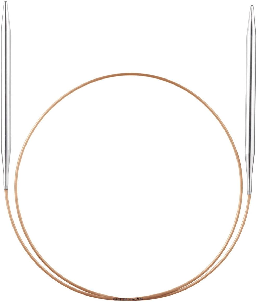 Addi Aiguille à Tricoter Circulaire 150cm 10 Mm Pointe en Laiton Corde D/'Or