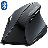 SANWA Bluetooth Vertical Ergonomic Mouse, Blue LED Optical Mice, 3 Adjustable DPI 800/1200 / 1600, 6 Buttons, For PC Laptop Computer Macbook, Black, GMAERGBT11