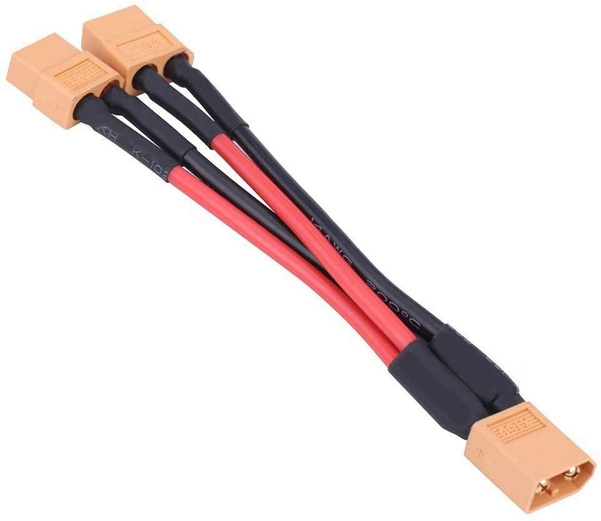 YUNIQUE GREEN-CLEAN-POWER - XT60 14AWG Cable Adapter | 1 Female to 2 Male for RC Batteries | Ideal for Tello, WLtoys 144001, Yellow Red Black, Plastic