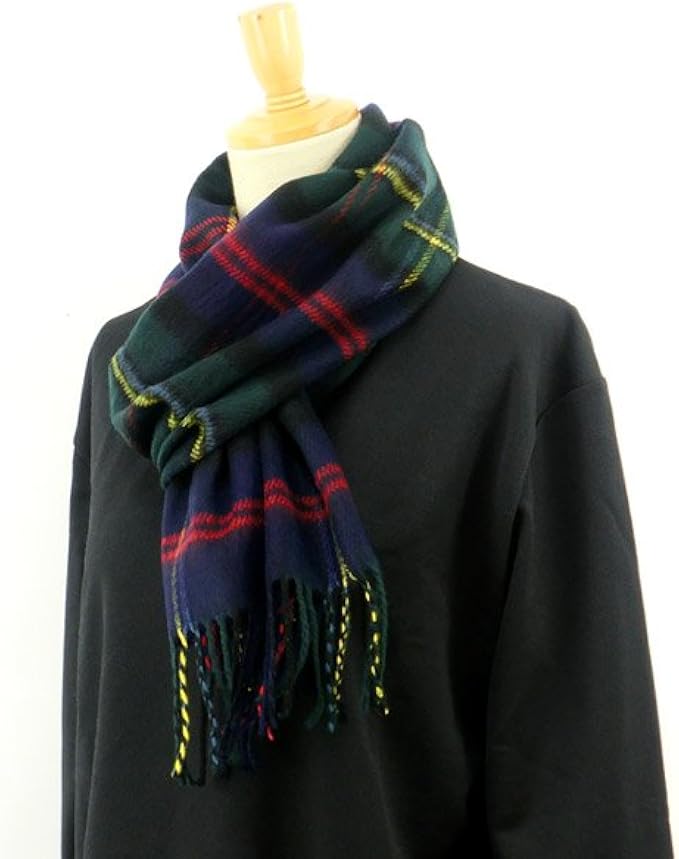 Amazon Co Jp マフラー チェック 織物チェックマフラーc 国産 メンズ レディース 日本製 緑 赤 服 ファッション小物