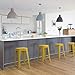 Furmax 24 Inches Metal Bar Stools Bar Height High Backless Stools Indoor Outdoor Stackable Kitchen Stools Set of 4 (Yellow)