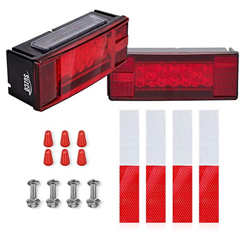 SUZCO 12V LED Rectangular Boat Trailer Lights Kit/Set, Tail License Stop Turn Running Signal Lights for Boat Trailer Truck RV Camper Snowmobile, Submersible Waterproof Over 80 inches DOT Compliant