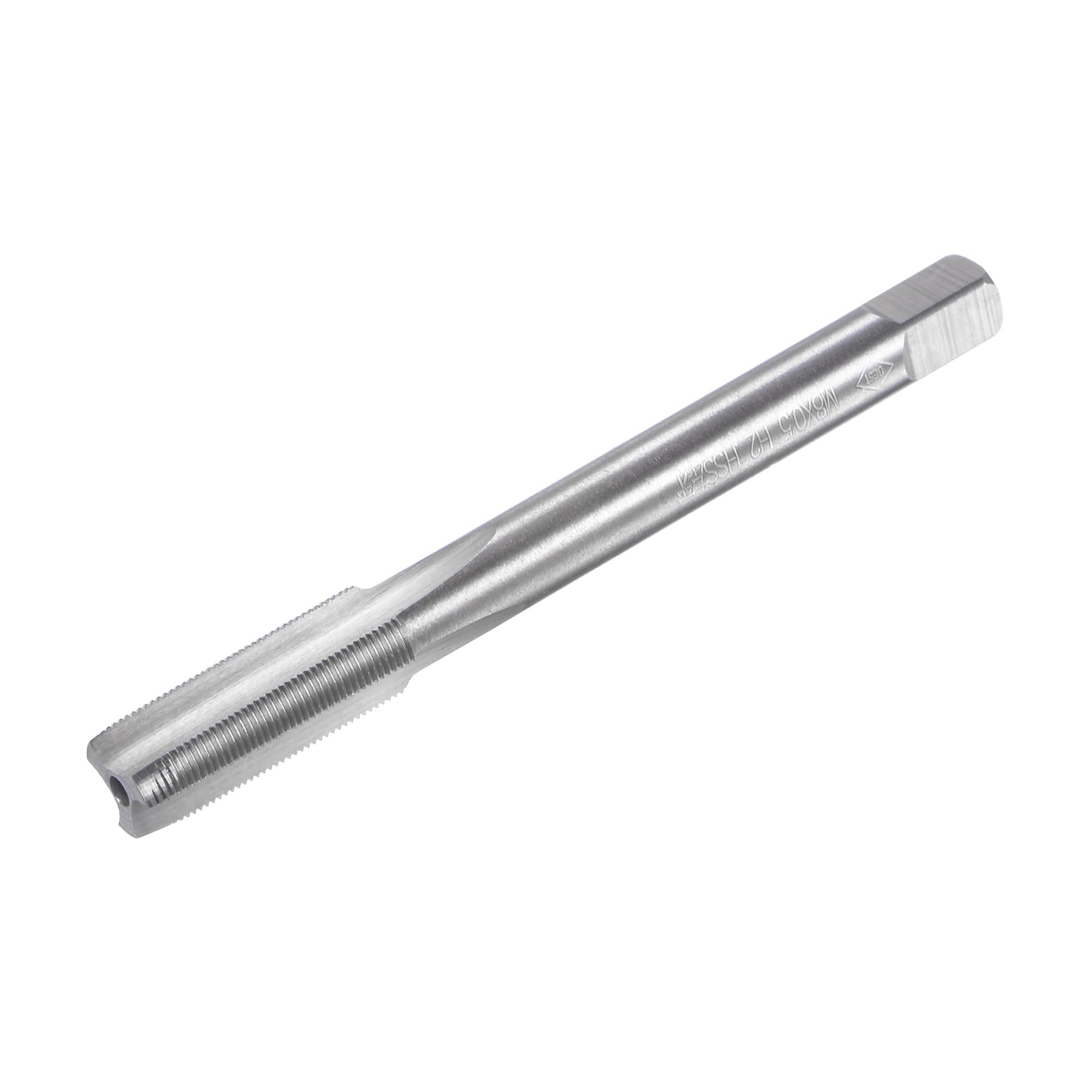 sourcing map Thread Milling Threading Tap M8 x 0.5, Metric Left Hand Machine HSS (High Speed Steel) Uncoated 3 Straight Flutes Screw Tap H2 Tapping Machinist Thread Repair Tool