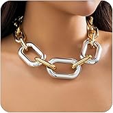 Bethynas Punk Chunky Cuban Link Choker Necklace for Women Thick Gold Silver Cuban Link Neck Chain Punk Statement Hip Hop Party Neck Jewelry