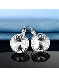 BVJCU Sparkly Bella Drop Earrings Crystals from Swarovski 18K White Gold Plated Hypoallergenic Jewelry for Women Girls