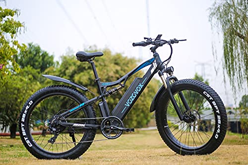 VOZCVOX Electric Bike,Electric Mountain Bike With 26" Fat Tire,Ebike with 48V 17AH Removable Lito-Battery,LCD Waterproof Display,Full Suspension,Shimano 7 Speed - Image 3