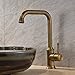 Vintage Deck Mount Single Hanle Control Single Hole Mixer Taps Swivel Lavatory Basin Taps Basic Style Antique Brass Tall Spout Vessel Bathroom Faucet