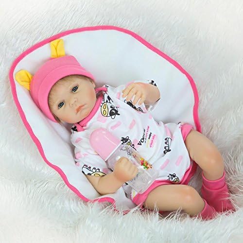 NKol Reborn Dolls Lifelike Newborn Baby Dolls with Cow Cotton Romper (Soft Silicone Vinyl, Magnetic Mouth) 20inch 50cm Kids Realistic Baby Toys